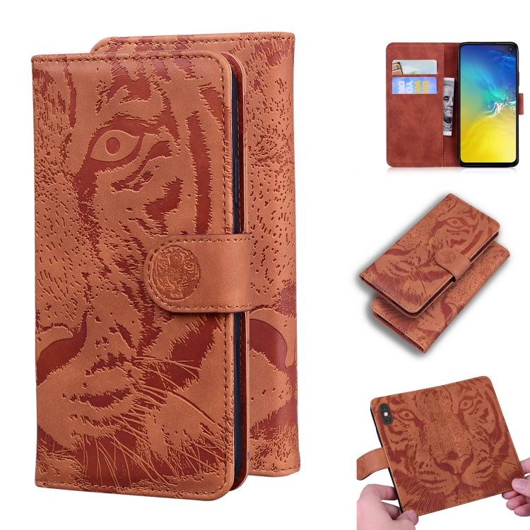 Custodia in pelle a ribalta orizzontale con motivo a tigre in rilievo con supporto, slot per carte e portafoglio, For Samsung Galaxy S10 Plus, For Samsung Galaxy S10e, For Samsung Galaxy S20, For Samsung Galaxy S20 Plus