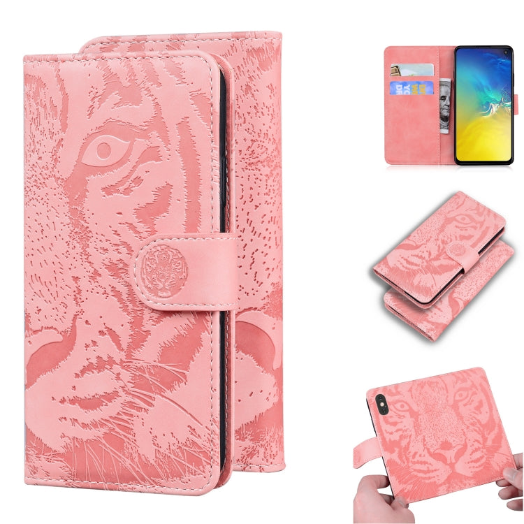 Custodia in pelle a ribalta orizzontale con motivo a tigre in rilievo con supporto, slot per carte e portafoglio, For Samsung Galaxy S10 Plus, For Samsung Galaxy S10e, For Samsung Galaxy S20, For Samsung Galaxy S20 Plus