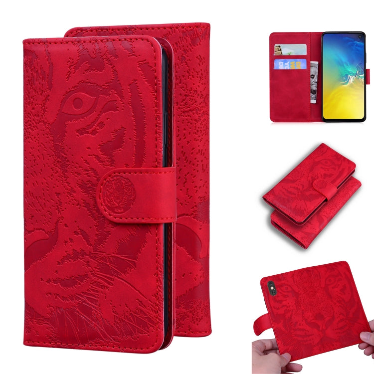 Custodia in pelle a ribalta orizzontale con motivo a tigre in rilievo con supporto, slot per carte e portafoglio, For Samsung Galaxy S10 Plus, For Samsung Galaxy S10e, For Samsung Galaxy S20, For Samsung Galaxy S20 Plus
