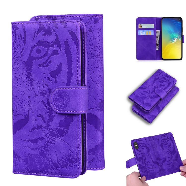 Custodia in pelle a ribalta orizzontale con motivo a tigre in rilievo con supporto, slot per carte e portafoglio, For Samsung Galaxy S10 Plus, For Samsung Galaxy S10e, For Samsung Galaxy S20, For Samsung Galaxy S20 Plus