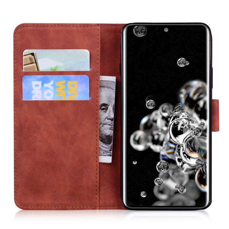 Custodia in pelle a ribalta orizzontale con motivo a tigre in rilievo con supporto, slot per carte e portafoglio, For Samsung Galaxy S20 Ultra, For Samsung Galaxy A20 / A30