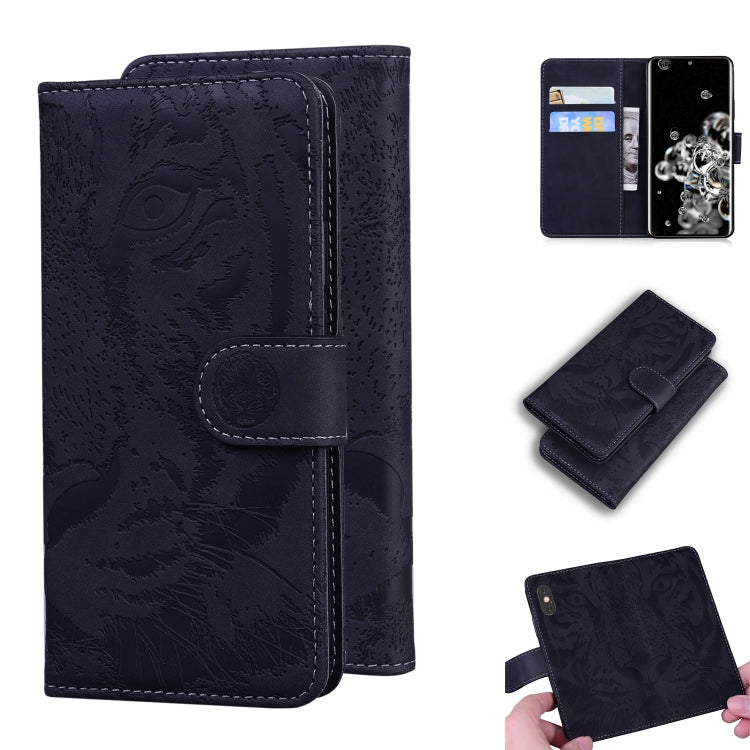 Custodia in pelle a ribalta orizzontale con motivo a tigre in rilievo con supporto, slot per carte e portafoglio, For Samsung Galaxy S20 Ultra, For Samsung Galaxy A20 / A30