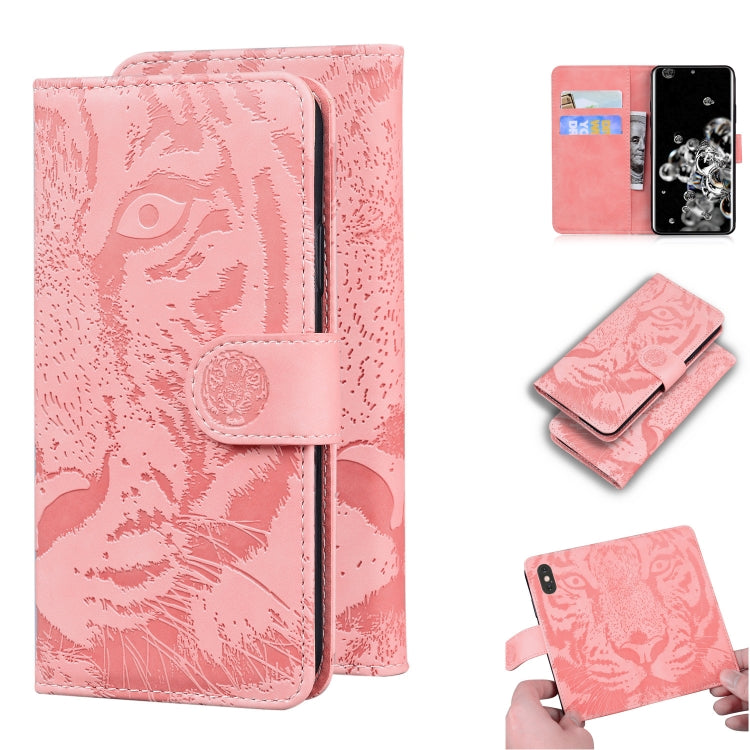 Custodia in pelle a ribalta orizzontale con motivo a tigre in rilievo con supporto, slot per carte e portafoglio, For Samsung Galaxy S20 Ultra, For Samsung Galaxy A20 / A30