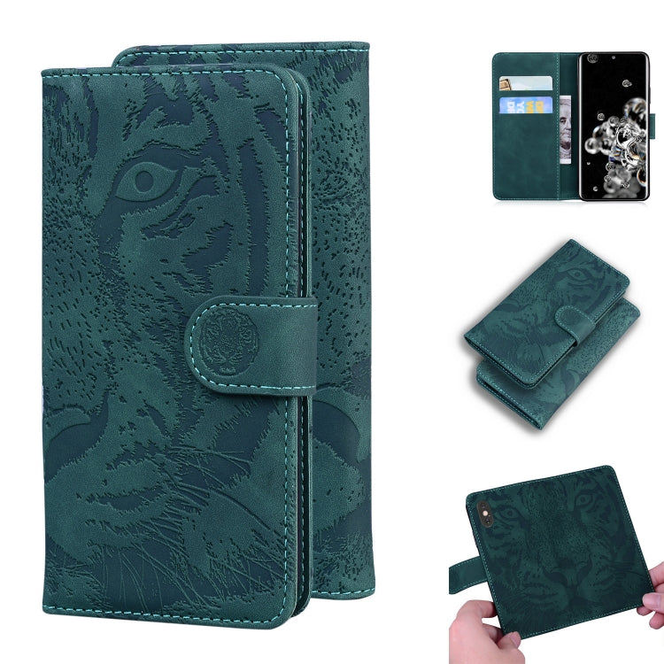 Custodia in pelle a ribalta orizzontale con motivo a tigre in rilievo con supporto, slot per carte e portafoglio, For Samsung Galaxy S20 Ultra, For Samsung Galaxy A20 / A30