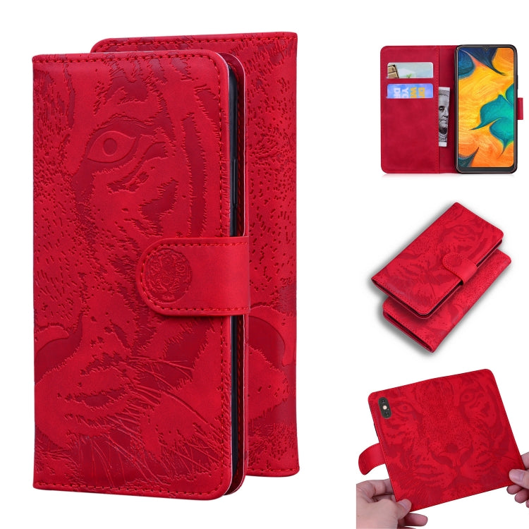 Custodia in pelle a ribalta orizzontale con motivo a tigre in rilievo con supporto, slot per carte e portafoglio, For Samsung Galaxy S20 Ultra, For Samsung Galaxy A20 / A30