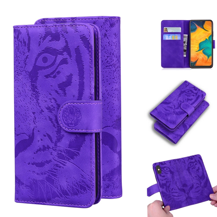 Custodia in pelle a ribalta orizzontale con motivo a tigre in rilievo con supporto, slot per carte e portafoglio, For Samsung Galaxy S20 Ultra, For Samsung Galaxy A20 / A30