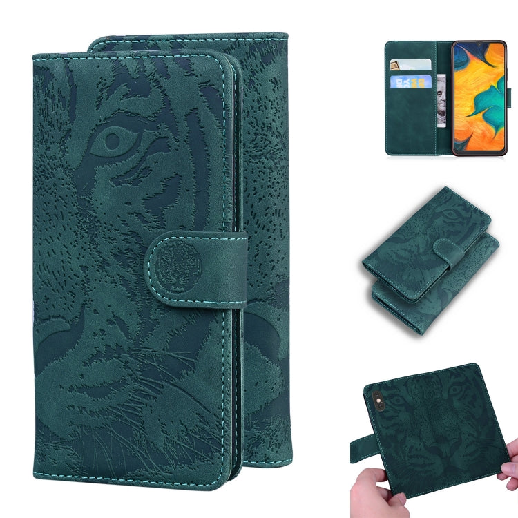 Custodia in pelle a ribalta orizzontale con motivo a tigre in rilievo con supporto, slot per carte e portafoglio, For Samsung Galaxy S20 Ultra, For Samsung Galaxy A20 / A30