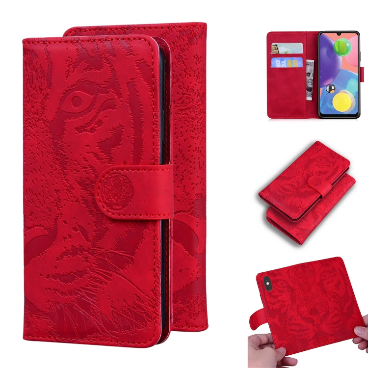 Custodia in pelle a ribalta orizzontale con motivo a tigre in rilievo con supporto, slot per carte e portafoglio, For Samsung Galaxy A70 / A70s, For Samsung Galaxy A71 4G, For Samsung Galaxy A11 (EU Version), For Samsung Galaxy A21s