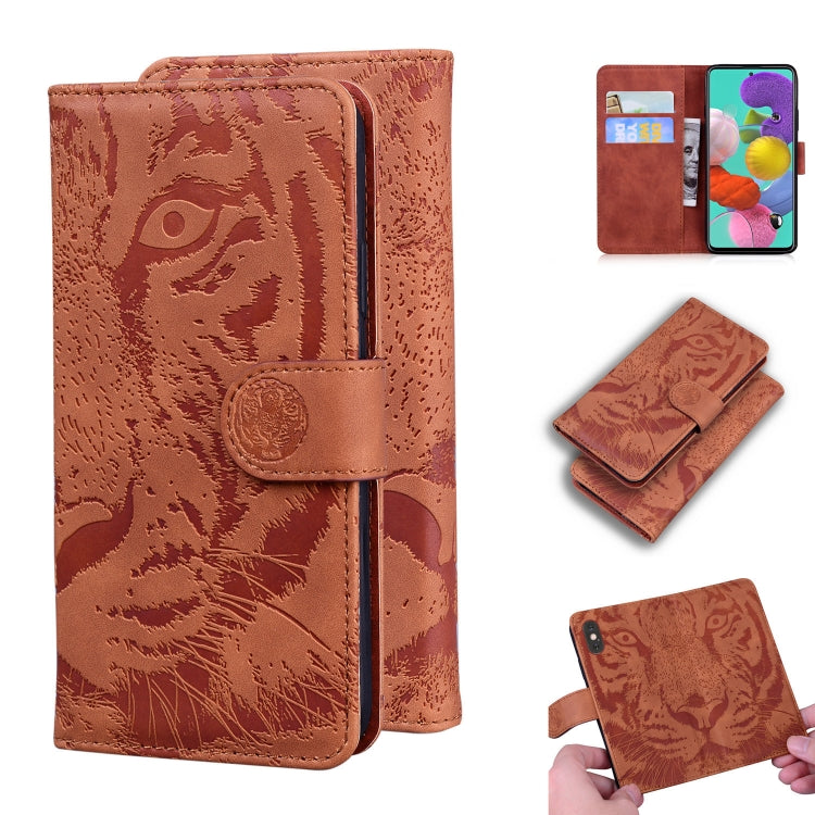 Custodia in pelle a ribalta orizzontale con motivo a tigre in rilievo con supporto, slot per carte e portafoglio, For Samsung Galaxy A70 / A70s, For Samsung Galaxy A71 4G, For Samsung Galaxy A11 (EU Version), For Samsung Galaxy A21s