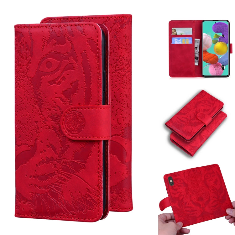 Custodia in pelle a ribalta orizzontale con motivo a tigre in rilievo con supporto, slot per carte e portafoglio, For Samsung Galaxy A70 / A70s, For Samsung Galaxy A71 4G, For Samsung Galaxy A11 (EU Version), For Samsung Galaxy A21s