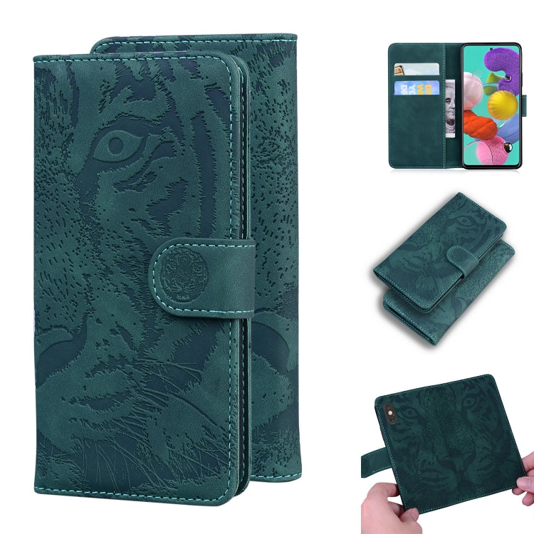Custodia in pelle a ribalta orizzontale con motivo a tigre in rilievo con supporto, slot per carte e portafoglio, For Samsung Galaxy A70 / A70s, For Samsung Galaxy A71 4G, For Samsung Galaxy A11 (EU Version), For Samsung Galaxy A21s