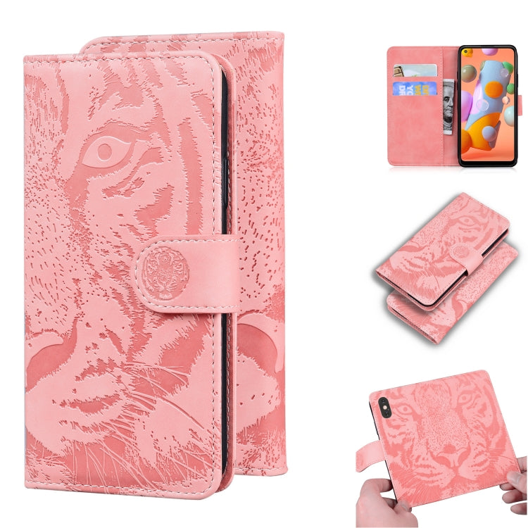 Custodia in pelle a ribalta orizzontale con motivo a tigre in rilievo con supporto, slot per carte e portafoglio, For Samsung Galaxy A70 / A70s, For Samsung Galaxy A71 4G, For Samsung Galaxy A11 (EU Version), For Samsung Galaxy A21s