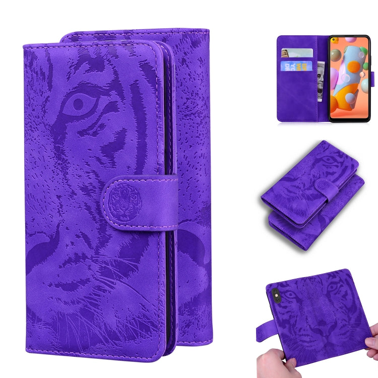 Custodia in pelle a ribalta orizzontale con motivo a tigre in rilievo con supporto, slot per carte e portafoglio, For Samsung Galaxy A70 / A70s, For Samsung Galaxy A71 4G, For Samsung Galaxy A11 (EU Version), For Samsung Galaxy A21s