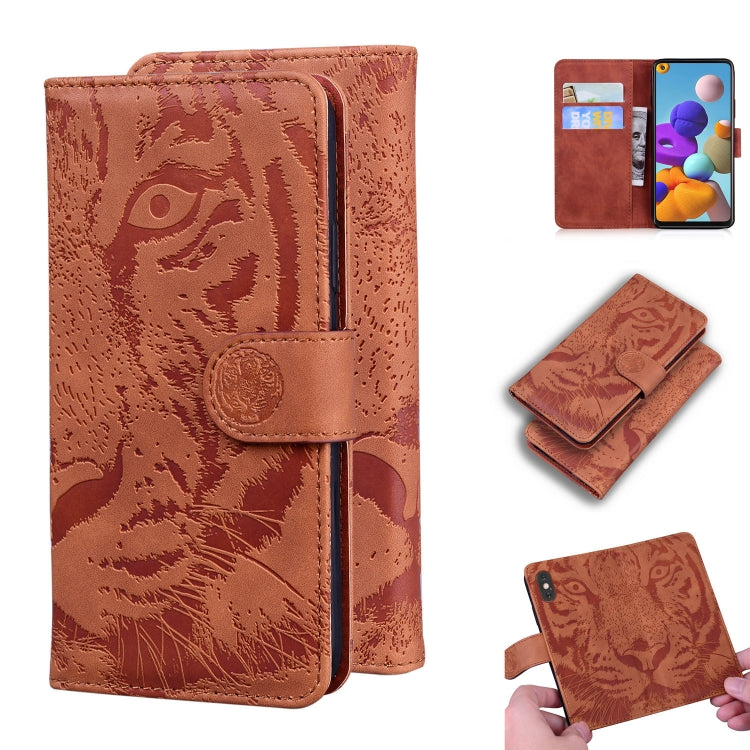 Custodia in pelle a ribalta orizzontale con motivo a tigre in rilievo con supporto, slot per carte e portafoglio, For Samsung Galaxy A70 / A70s, For Samsung Galaxy A71 4G, For Samsung Galaxy A11 (EU Version), For Samsung Galaxy A21s