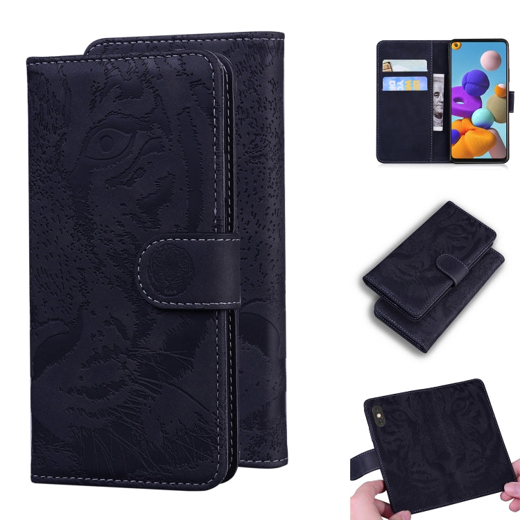 Custodia in pelle a ribalta orizzontale con motivo a tigre in rilievo con supporto, slot per carte e portafoglio, For Samsung Galaxy A70 / A70s, For Samsung Galaxy A71 4G, For Samsung Galaxy A11 (EU Version), For Samsung Galaxy A21s