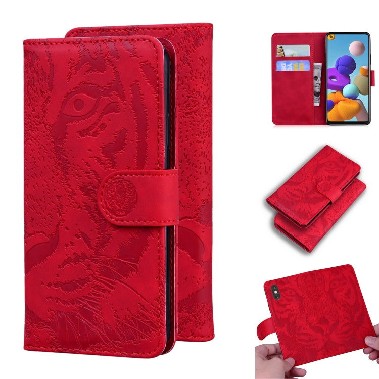 Custodia in pelle a ribalta orizzontale con motivo a tigre in rilievo con supporto, slot per carte e portafoglio, For Samsung Galaxy A70 / A70s, For Samsung Galaxy A71 4G, For Samsung Galaxy A11 (EU Version), For Samsung Galaxy A21s