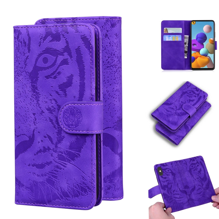 Custodia in pelle a ribalta orizzontale con motivo a tigre in rilievo con supporto, slot per carte e portafoglio, For Samsung Galaxy A70 / A70s, For Samsung Galaxy A71 4G, For Samsung Galaxy A11 (EU Version), For Samsung Galaxy A21s