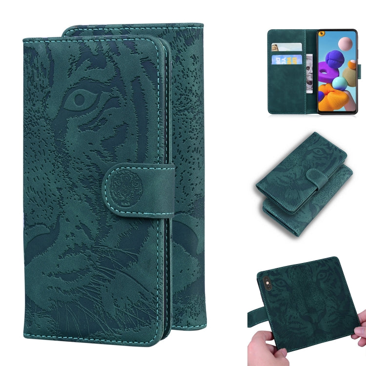 Custodia in pelle a ribalta orizzontale con motivo a tigre in rilievo con supporto, slot per carte e portafoglio, For Samsung Galaxy A70 / A70s, For Samsung Galaxy A71 4G, For Samsung Galaxy A11 (EU Version), For Samsung Galaxy A21s