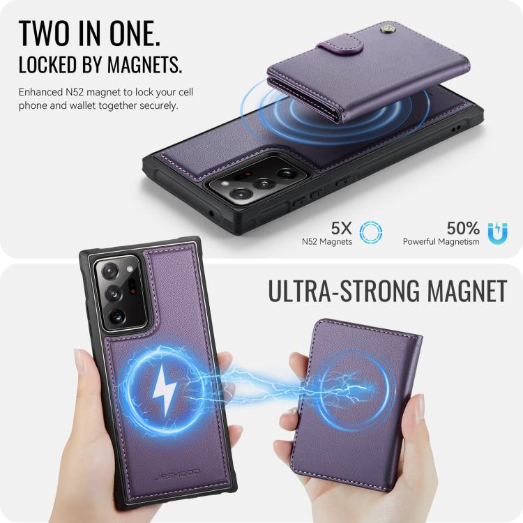 JEEHOOD J09 Portafoglio con fibbia, custodia per telefono in pelle con protezione magnetica MagSafe e RFID., For Samsung Galaxy Note20 Ultra, For Samsung Galaxy Note10