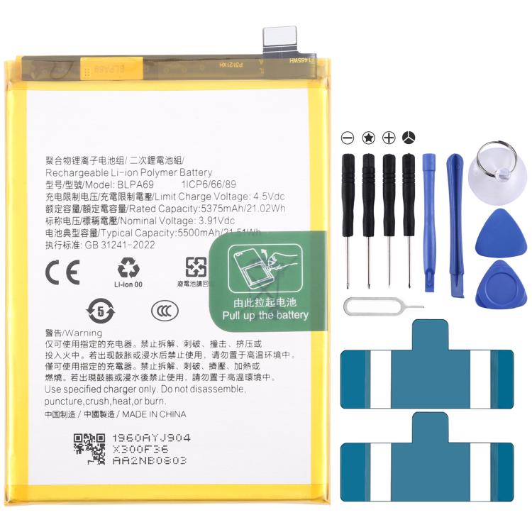 Sostituzione della batteria, For OPPO A5 Pro 5G / F29 Pro BLPB63 6000mAh, For OPPO Reno13 Pro BLPB43 5800mAh, For OPPO Reno13 BLPB49 5600mAh, For OPPO K12X PJT110 BLPA69 5500mAh, For OPPO Reno12 Pro BLPA63 5000mAh, For OPPO Reno12 CPH2625 BLPA61 5000mA...