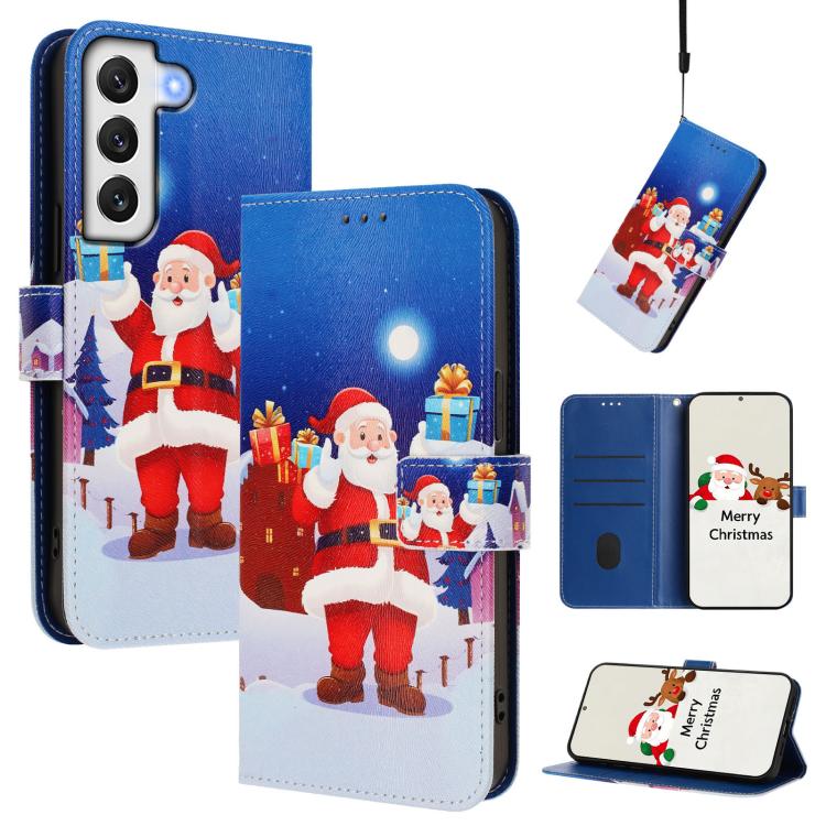 Custodia per telefono in pelle con fibbia e cinturino, serie natalizia., For Samsung Galaxy S22 5G