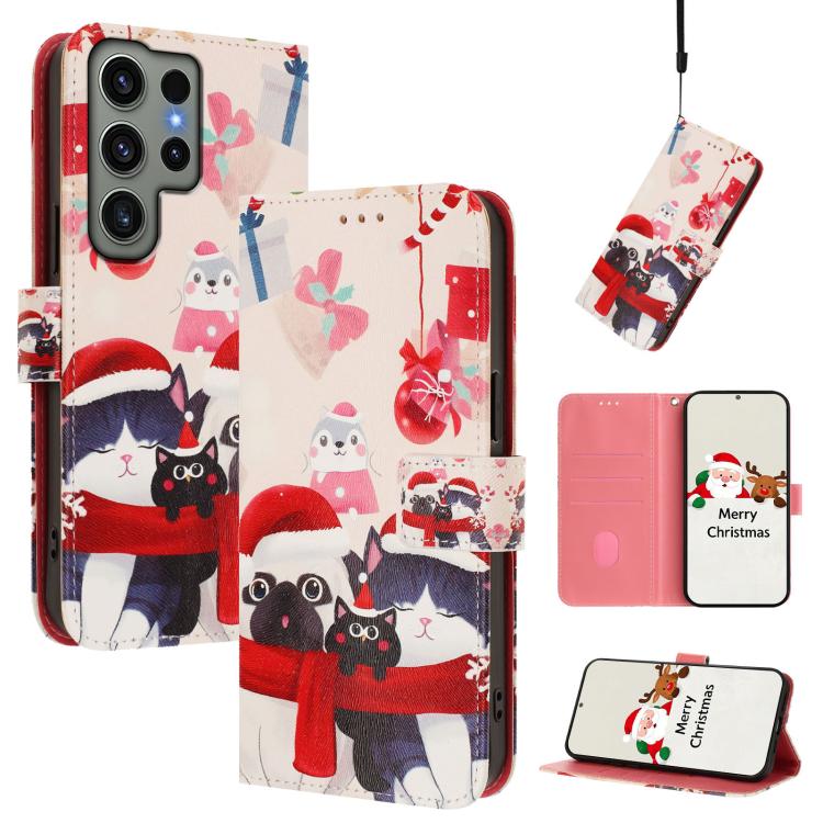 Custodia per telefono in pelle con fibbia e cinturino, serie natalizia., For Samsung Galaxy S24 Ultra 5G, For Samsung Galaxy S23 FE 5G, For Samsung Galaxy S23 Ultra 5G, For Samsung Galaxy S23+ 5G