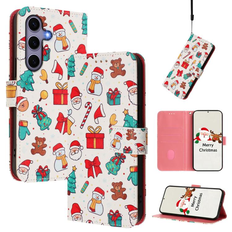 Custodia per telefono in pelle con fibbia e cinturino, serie natalizia., For Samsung Galaxy S25 FE 5G, For Samsung Galaxy S25 Edge 5G, For Samsung Galaxy S25 / S24 5G, For Samsung Galaxy S25+ / S24+ 5G