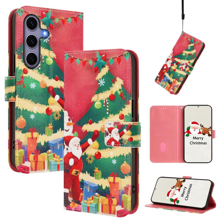 Custodia per telefono in pelle con fibbia e cinturino, serie natalizia., For Samsung Galaxy S25 FE 5G, For Samsung Galaxy S25 Edge 5G, For Samsung Galaxy S25 / S24 5G, For Samsung Galaxy S25+ / S24+ 5G