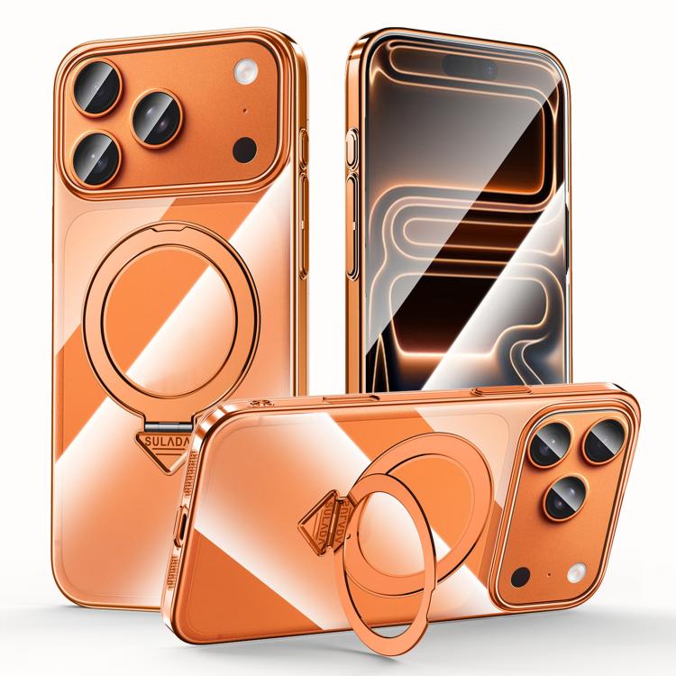 Custodia per telefono SULADA trasparente galvanizzata con supporto MagSafe., For iPhone 18 Pro, For iPhone 18 Pro Max, For iPhone 17 Pro Max, For iPhone 17 Pro, For iPhone 17