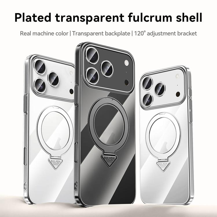 Custodia per telefono SULADA trasparente galvanizzata con supporto MagSafe., For iPhone 18 Pro, For iPhone 18 Pro Max, For iPhone 17 Pro Max, For iPhone 17 Pro, For iPhone 17