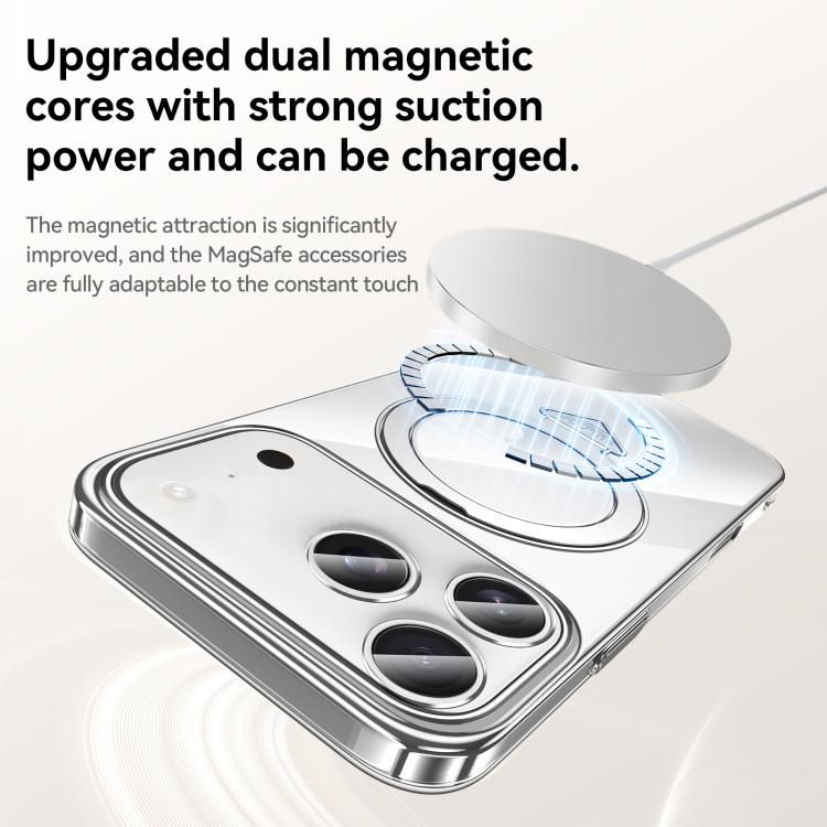 Custodia per telefono SULADA trasparente galvanizzata con supporto MagSafe., For iPhone 18 Pro, For iPhone 18 Pro Max, For iPhone 17 Pro Max, For iPhone 17 Pro, For iPhone 17