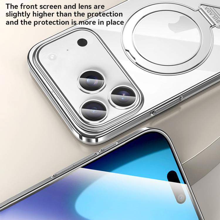 Custodia per telefono SULADA trasparente galvanizzata con supporto MagSafe., For iPhone 18 Pro, For iPhone 18 Pro Max, For iPhone 17 Pro Max, For iPhone 17 Pro, For iPhone 17
