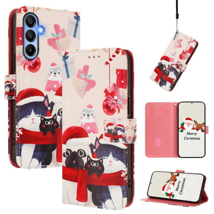 Custodia per telefono in pelle con fibbia e cinturino, serie natalizia., For Samsung Galaxy M15 5G / F15 5G, For Samsung Galaxy A15 5G / 4G, For Samsung Galaxy A55 5G, For Samsung Galaxy A35 5G