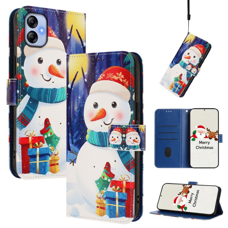 Custodia per telefono in pelle con fibbia e cinturino, serie natalizia., For Samsung Galaxy A24 4G, For Samsung Galaxy A23 5G / 4G / M23 / F23, For Samsung Galaxy A04e / F04 / M04 4G, For Samsung Galaxy A14 5G / 4G
