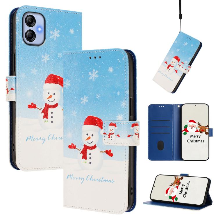 Custodia per telefono in pelle con fibbia e cinturino, serie natalizia., For Samsung Galaxy A24 4G, For Samsung Galaxy A23 5G / 4G / M23 / F23, For Samsung Galaxy A04e / F04 / M04 4G, For Samsung Galaxy A14 5G / 4G