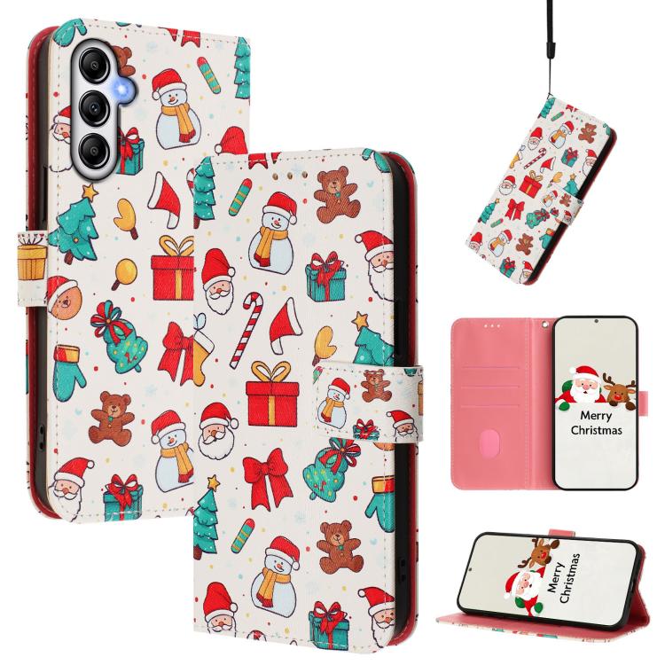 Custodia per telefono in pelle con fibbia e cinturino, serie natalizia., For Samsung Galaxy A24 4G, For Samsung Galaxy A23 5G / 4G / M23 / F23, For Samsung Galaxy A04e / F04 / M04 4G, For Samsung Galaxy A14 5G / 4G