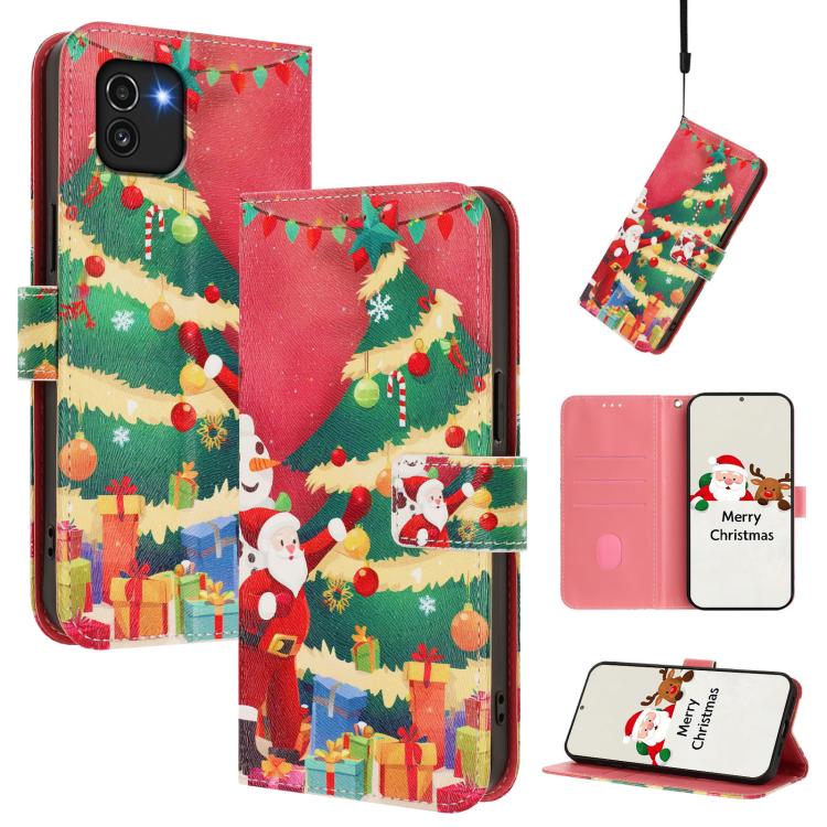 Custodia per telefono in pelle con fibbia e cinturino, serie natalizia., For Samsung Galaxy A03 164mm, For Samsung Galaxy A03 166mm