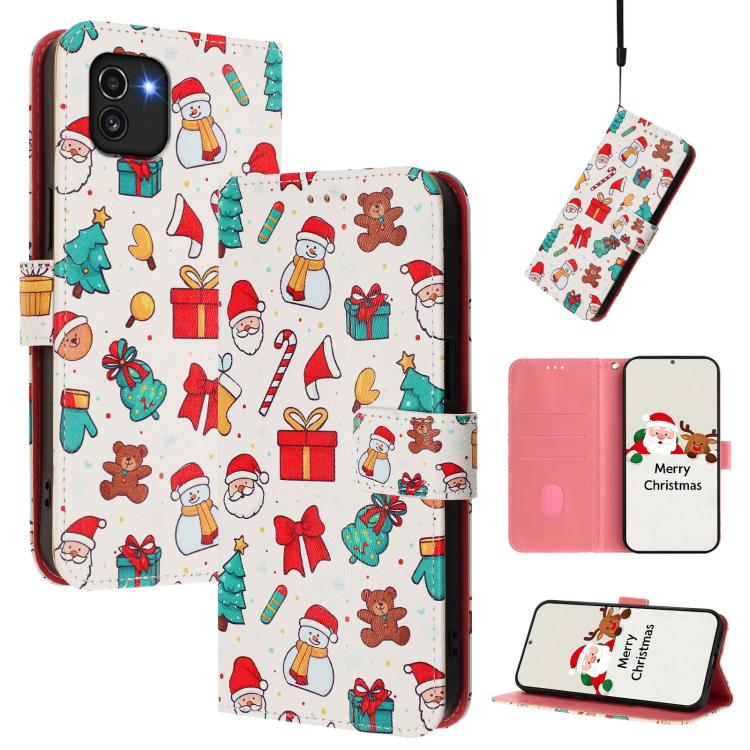 Custodia per telefono in pelle con fibbia e cinturino, serie natalizia., For Samsung Galaxy A03 164mm, For Samsung Galaxy A03 166mm