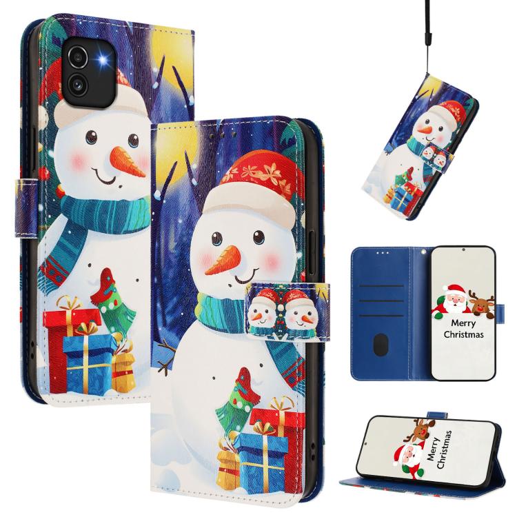 Custodia per telefono in pelle con fibbia e cinturino, serie natalizia., For Samsung Galaxy A03 164mm, For Samsung Galaxy A03 166mm