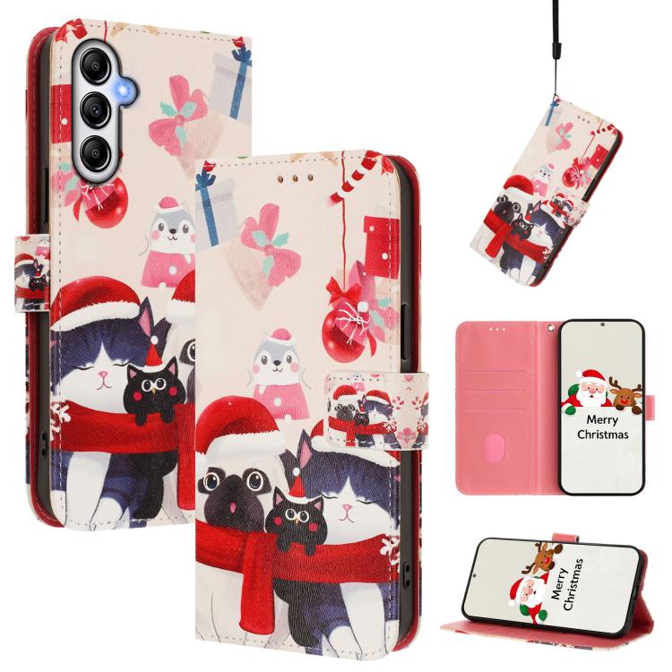 Custodia per telefono in pelle con fibbia e cinturino, serie natalizia., For Samsung Galaxy M15 5G / F15 5G, For Samsung Galaxy A15 5G / 4G, For Samsung Galaxy A55 5G, For Samsung Galaxy A35 5G