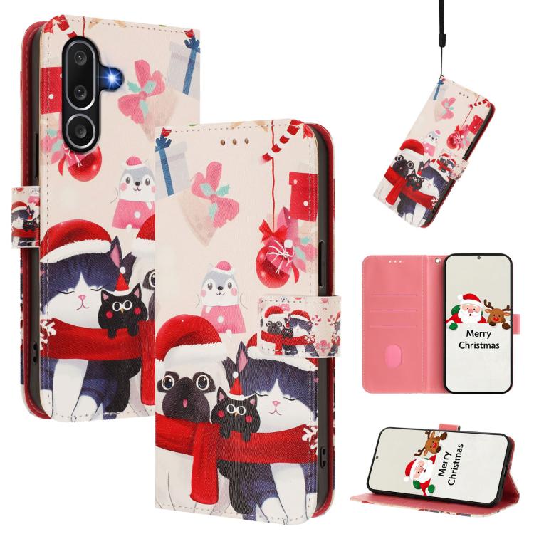 Custodia per telefono in pelle con fibbia e cinturino, serie natalizia., For Samsung Galaxy M36 5G, For Samsung Galaxy A17 / A26 5G, For Samsung Galaxy M56 5G, For Samsung Galaxy F16 5G / M16 5G