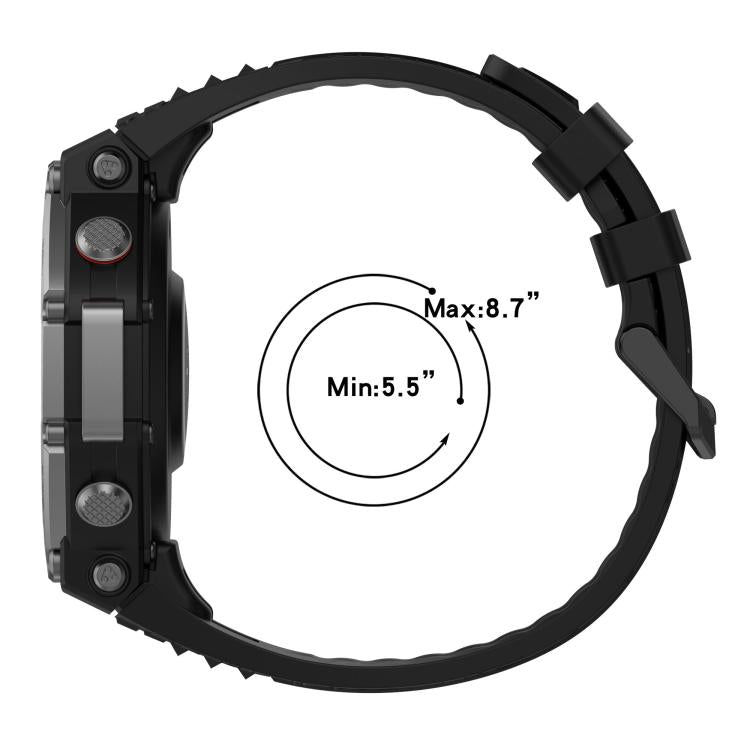 Cinturino per orologio xDfind in silicone nero tinta unita con fibbia, For Amazfit T-Rex 3