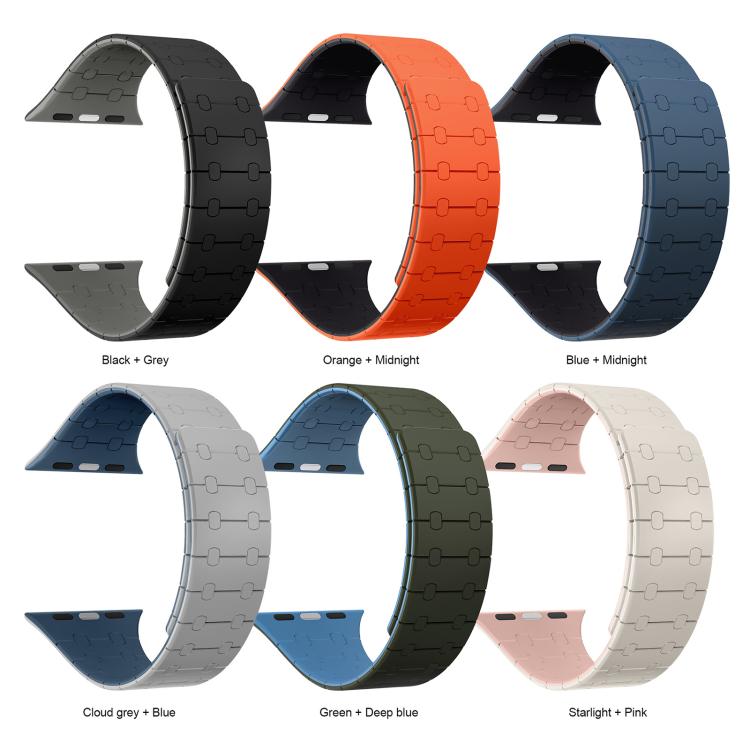 Cinturino per orologio magnetico in silicone xDfind con colori a contrasto, For Apple Watch 42 / 44 / 45 / 46 / 49mm, For Apple Watch 38 / 40 / 41 / S10 42mm