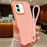 Custodia per telefono antiurto ibrida in TPU e PC a tinta unita con cinturino da polso, For iPhone 16 Pro Max, For iPhone 16 Pro, For iPhone 16 Plus, For iPhone 16
