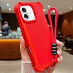 Custodia per telefono antiurto ibrida in TPU e PC a tinta unita con cinturino da polso, For iPhone 16 Pro Max, For iPhone 16 Pro, For iPhone 16 Plus, For iPhone 16