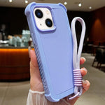 Custodia per telefono antiurto ibrida in TPU e PC a tinta unita con cinturino da polso, For iPhone 14 Plus, For iPhone 14, For iPhone 14 Pro, For iPhone 14 Pro Max