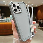 Custodia per telefono antiurto ibrida in TPU e PC a tinta unita con cinturino da polso, For iPhone 14 Plus, For iPhone 14, For iPhone 14 Pro, For iPhone 14 Pro Max