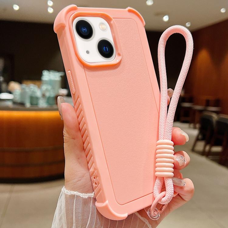 Custodia per telefono antiurto ibrida in TPU e PC a tinta unita con cinturino da polso, For iPhone 13, For iPhone 12 / 12 Pro, For iPhone 11