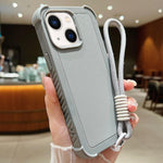 Custodia per telefono antiurto ibrida in TPU e PC a tinta unita con cinturino da polso, For iPhone 13, For iPhone 12 / 12 Pro, For iPhone 11