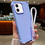 Custodia per telefono antiurto ibrida in TPU e PC a tinta unita con cinturino da polso, For iPhone 13, For iPhone 12 / 12 Pro, For iPhone 11